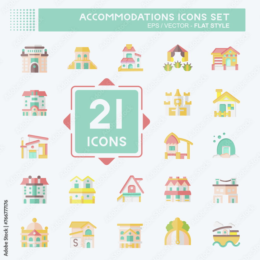 Set Accommodations . related to Building symbol. flat style. simple design editable. simple illustration