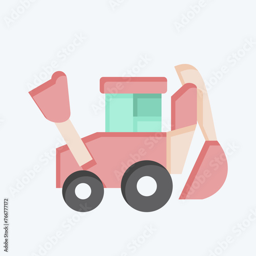 Icon Backhoe. related to Construction Vehicles symbol. flat style. simple design editable. simple illustration