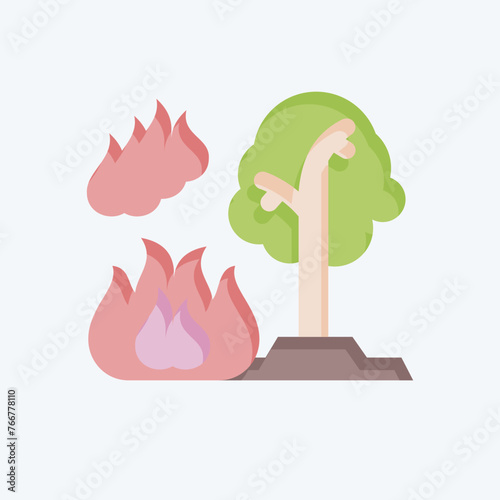 Icon Forest Fires. related to Nuclear symbol. flat style. simple design editable. simple illustration