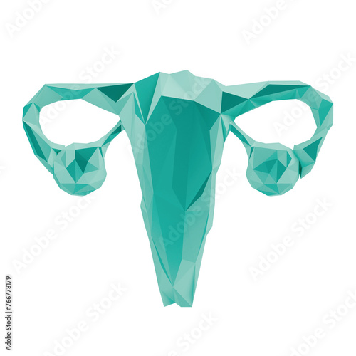 green 3d element ovary ovaries sign symbol for world ovarian cancer or women day isolated on white background illustration render