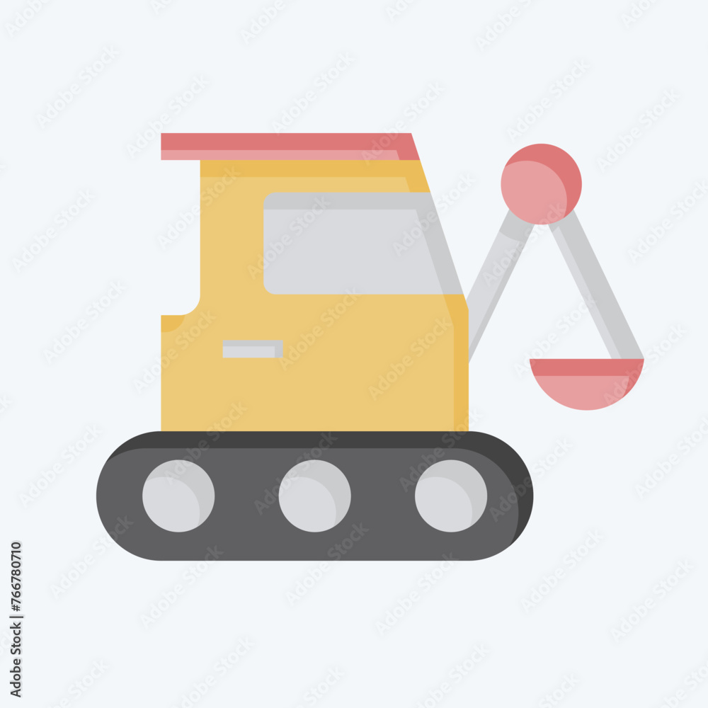 Icon Excavator. related to Building Material symbol. flat style. simple design editable. simple illustration Icon Excavator. related to Building Material symbol. flat style. simple design editable. simple illustration