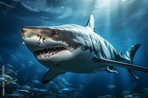 swimming white shark in the ocean. sea ​​life © photosaint