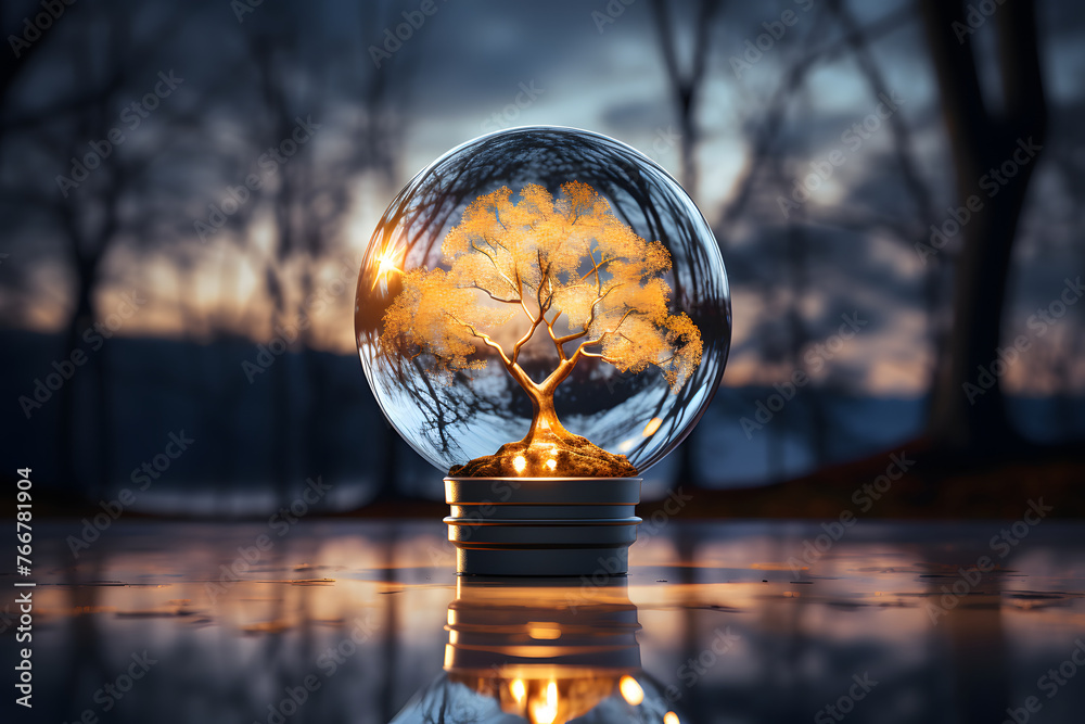 closed ecosystem in a vessel in the form of a lamp against the backdrop of nature. ecology and conservation of flora. green natural area. closed ecosystem in a vessel in the form of a lamp against the backdrop of nature. ecology and conservation of flora. green natural area.