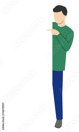 指差しして案内する男性