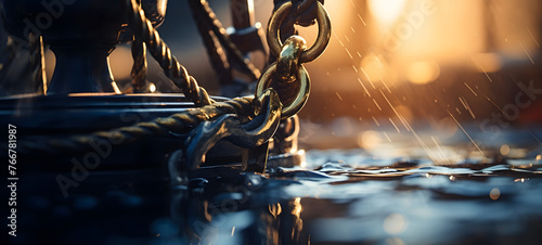 close-up of a hook of a pirate ship inside of the deck, ai generative photo