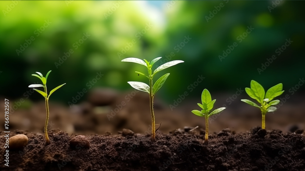 Green seedling illustrating concept of new life and nature growing from seed