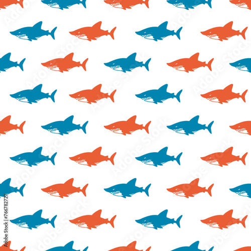 Summer Predatory Waves Blue and Orange Sharks