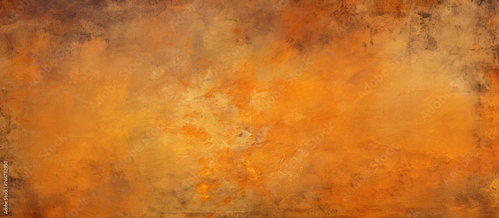 Multicolored abstract artwork featuring a textured background in shades of rusty brown and orange hues