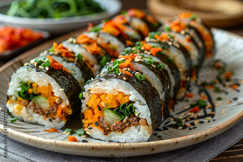 Kimbap, a food served in Korean restaurants