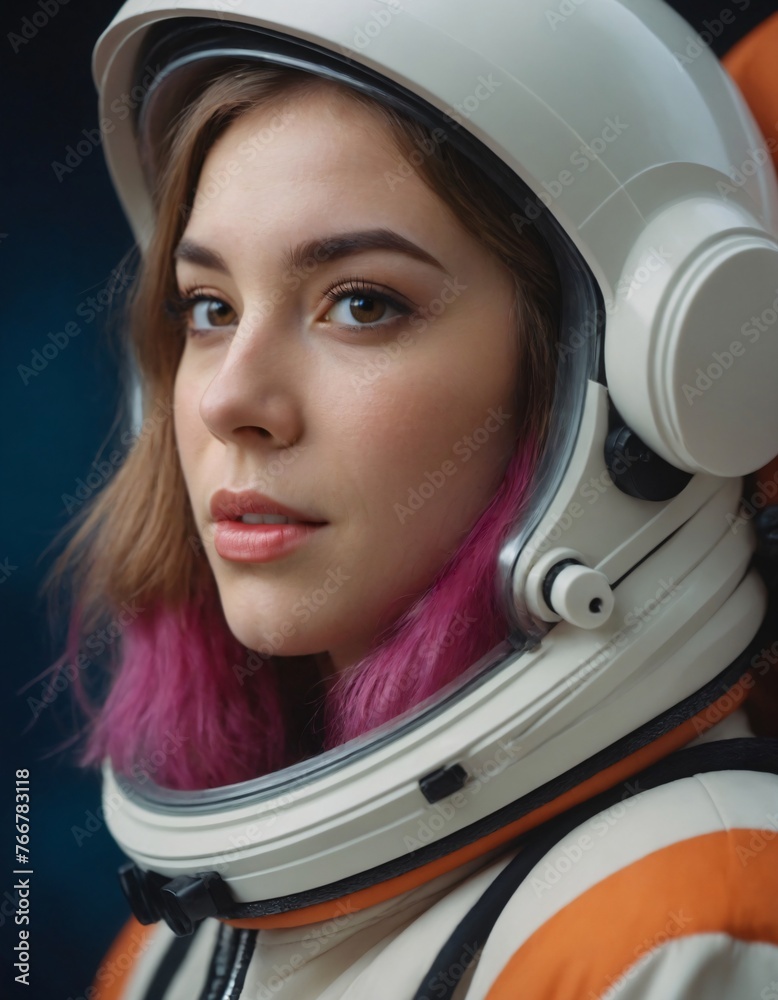Portrait of a girl astronaut in a spacesuit. Portrait of a girl astronaut in a spacesuit.