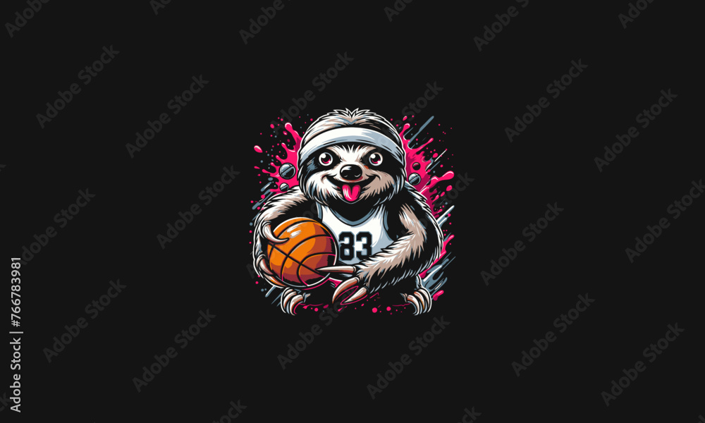 sloth playing basket ball vector illustration design