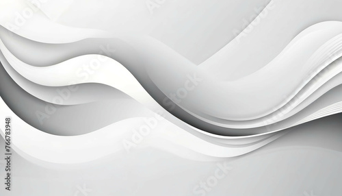 Abstract white and gray background for presentation and design with dynamic wavy lines, template for business banner