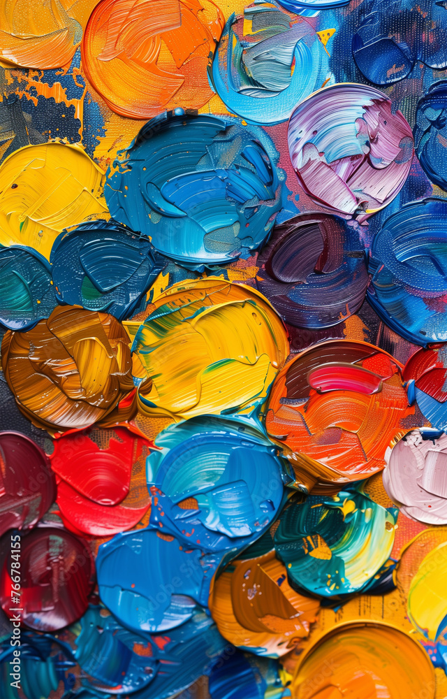 Oil painted colorful abstract round shapes. Oil painted colorful abstract round shapes.