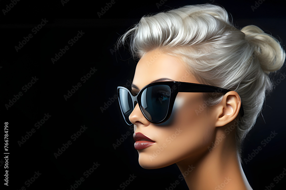 portrait of a fashionable beautiful young woman in sunglasses. glamor and trendy modern fashion