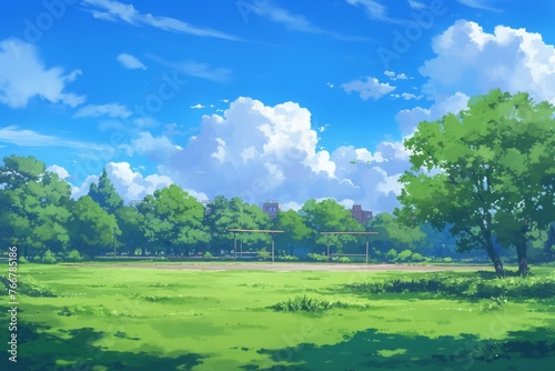 Anime park background, stylized, background