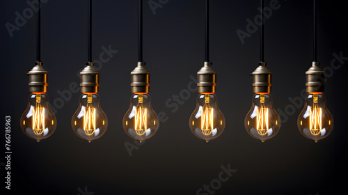 set of electric lamps on a dark wall background. electric lamp. home interior and equipment. lighting in the house