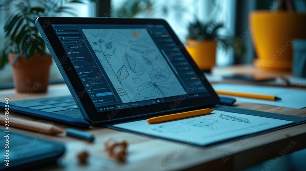 modern graphics tablet close up modern graphics tablet close up