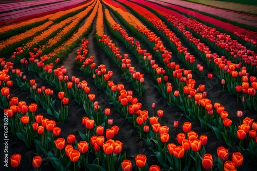 field of red tulips #766786350