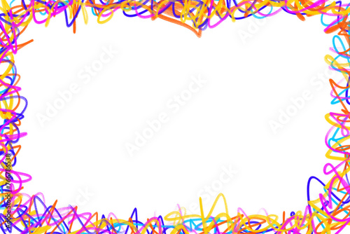 colorful pencil hand scribbled border elements