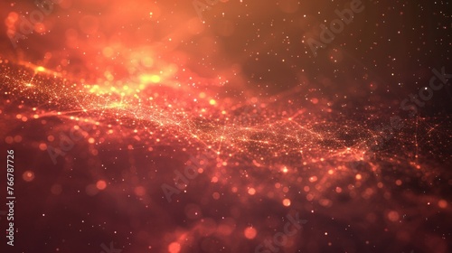 Abstract Red and Orange Particles Background