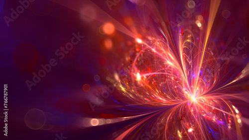 Abstract light streaks fractal background with copy space.