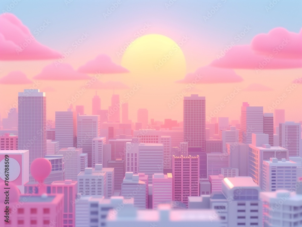 A quiet cityscape at dusk, reflecting the calm and beauty of urban twilight. Generative AI