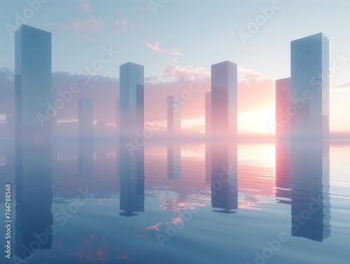 A quiet cityscape at dusk  reflecting the calm and beauty of urban twilight. Generative AI