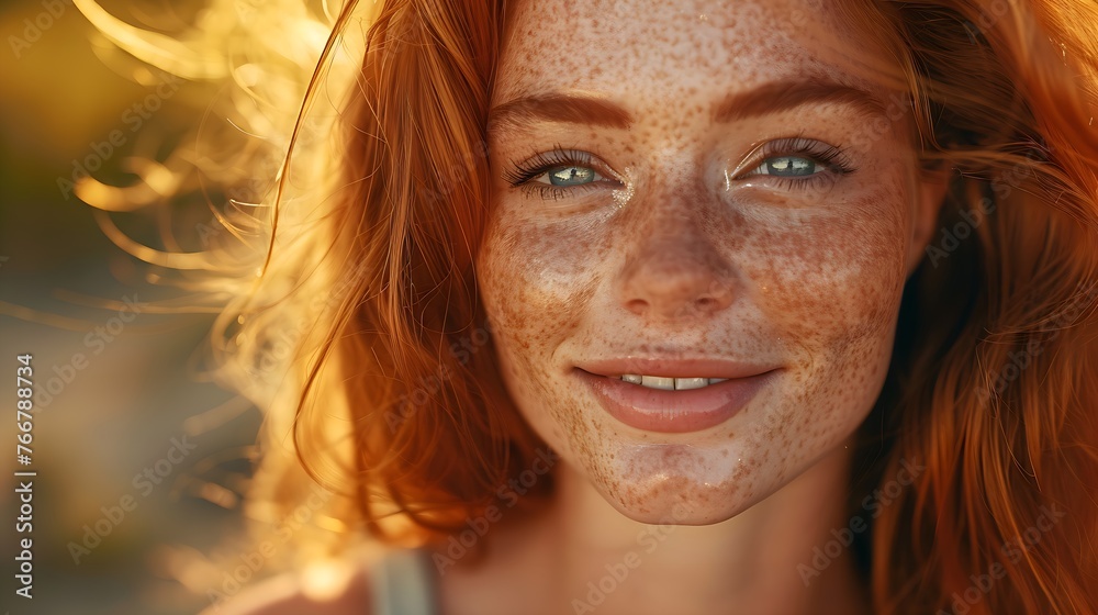 radiant charisma: the captivating smile of a red-haired woman radiant charisma: the captivating smile of a red-haired woman