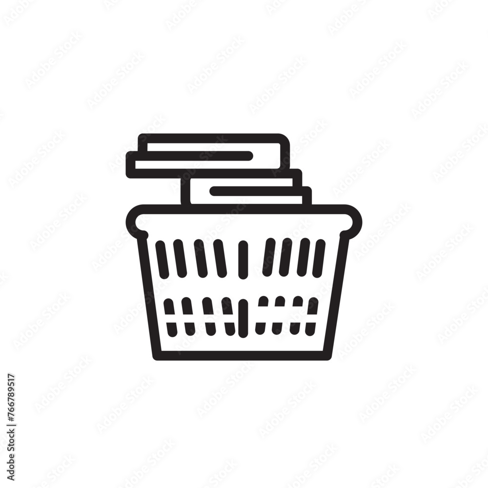 Basket Clean Cloth Line Icon Basket Clean Cloth Line Icon
