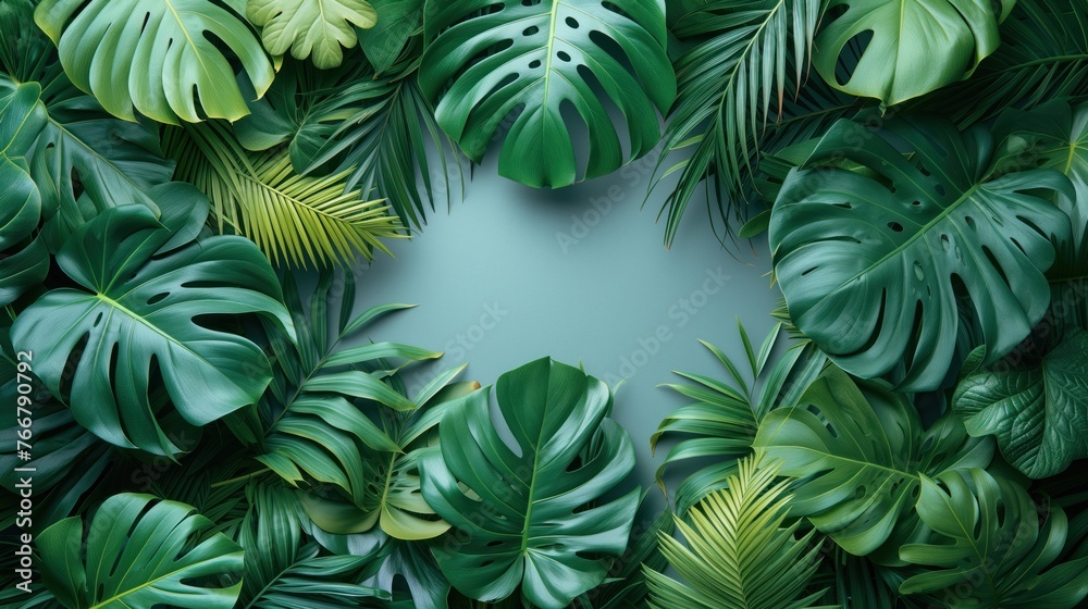 background of fresh leaves of tropical plants