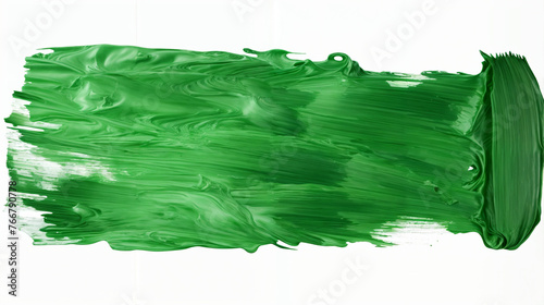  Green stroke of paint texture isolated on transparent background green paint brush stroke isolated over. Green oil paint.
