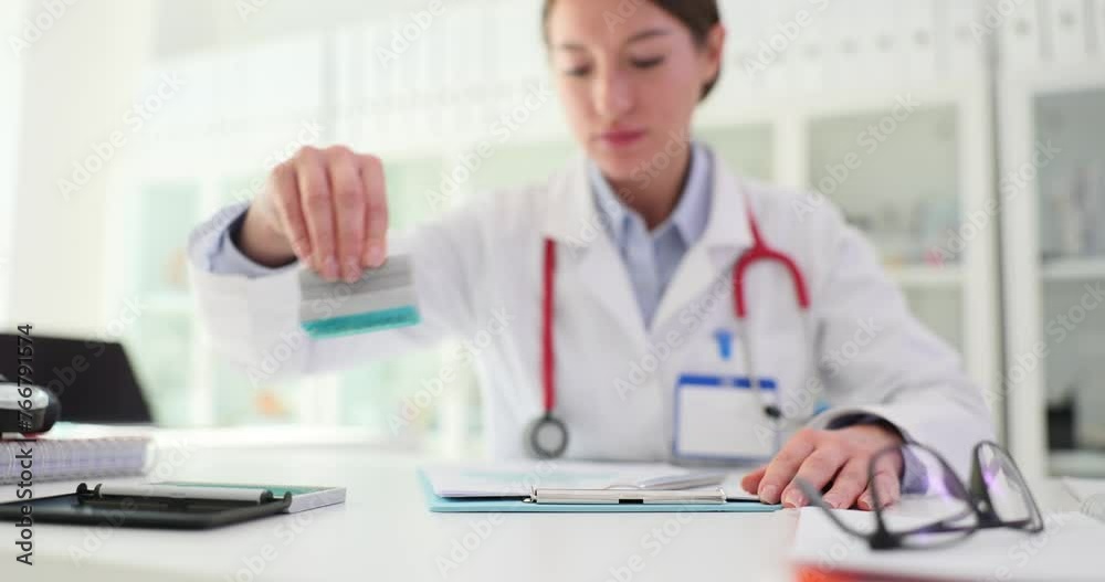 Professional physician seals document with official stamp Professional physician seals document with official stamp