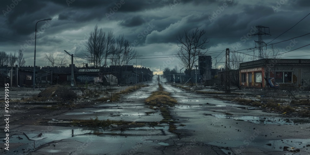 Desolate Streets in a Post-Apocalyptic World