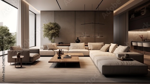 Interior design of modern luxurious living room with sophisticated palette  © Faisal