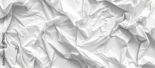 Set of shiny white crumpled poster templates. Mockup of isolated adhesive paper or fabric. photo