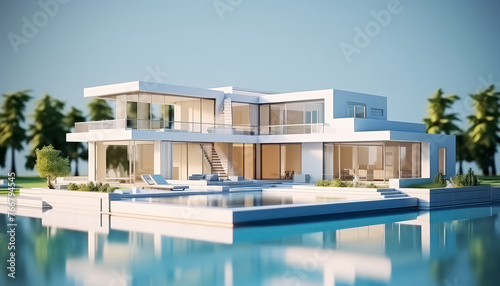 Beautiful white villa with swimming pool © terra.incognita
