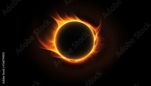 portal or burning ring on black background