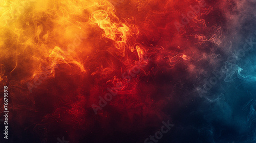 Abstract red and yellow background with fire and smoke effects. Dramatic and energetic design for action, adventure, or danger. © Shamim