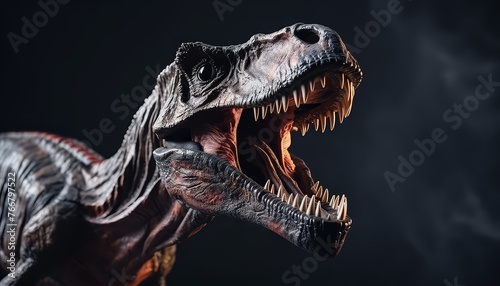 Head dinosaur grinning furious on black background © terra.incognita