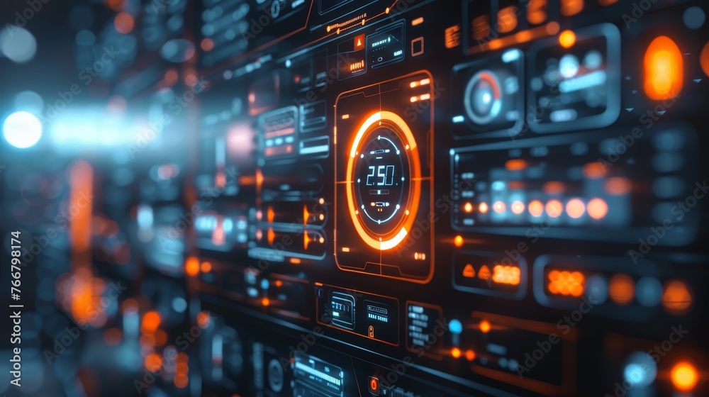 An artistic rendering of a minimalist smart home control panel with futuristic digital interfaces and touch controls An artistic rendering of a minimalist smart home control panel with futuristic digital interfaces and touch controls