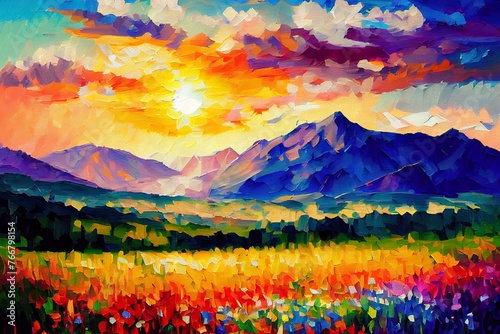 Abstract palette knife landscape painting © Sycaid