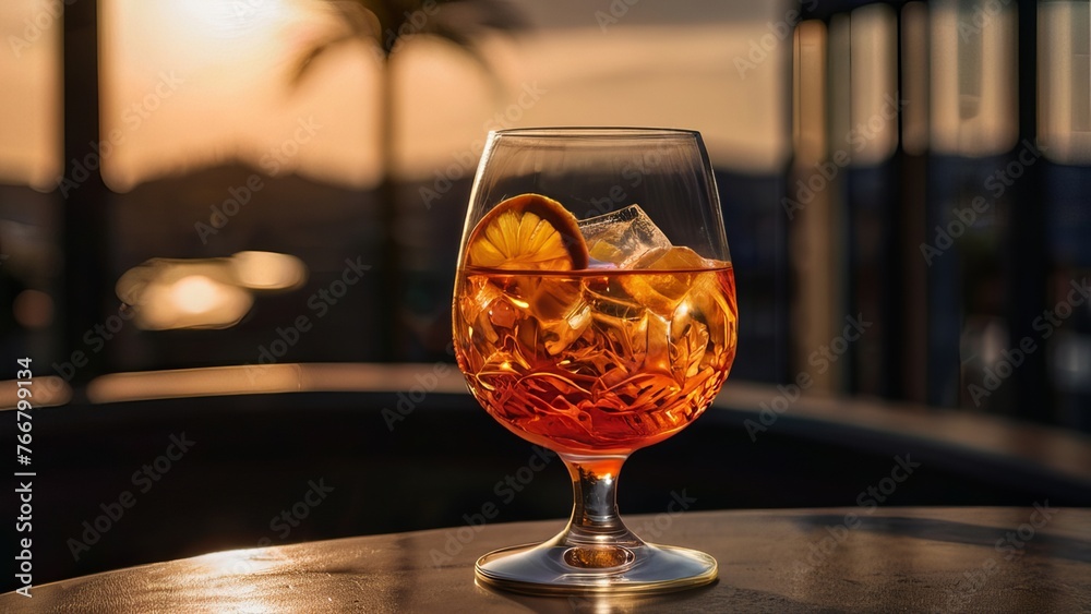 Cocktail garnished with orange slices 