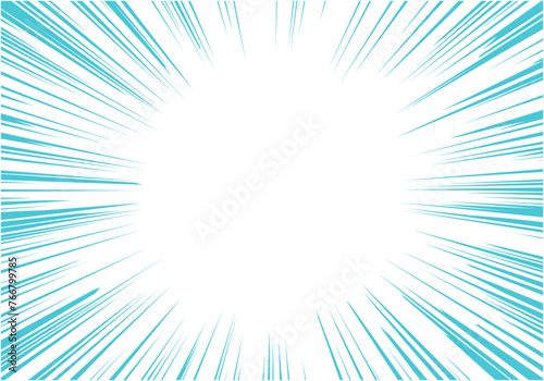 漫画で使える集中放射線2透過PNG青色