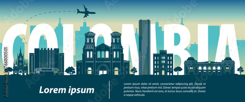 Colombia famous landmark silhouette style,vector illustration