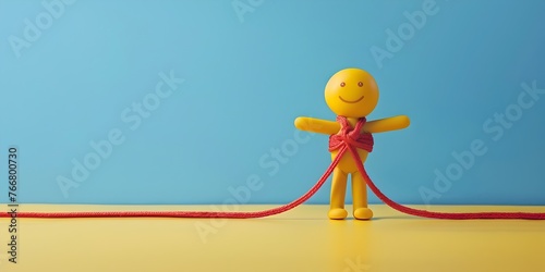 A resistance band character stretches to new limits showcasing flexible goals and open possibilities for growth and achievement
