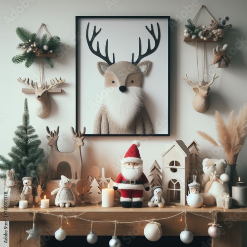 Christmas mantlepiece decoration full of surprise with Santa
 photo