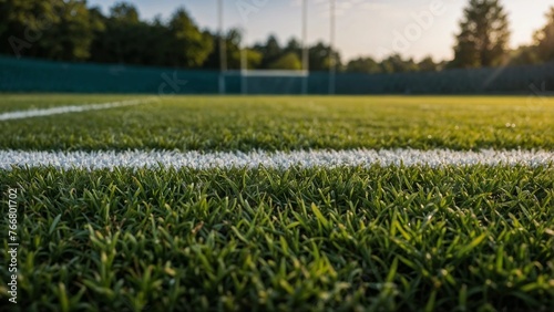 Lush Manicured Green Turf of Sports Field Bathed in Perfect Light © Chanul