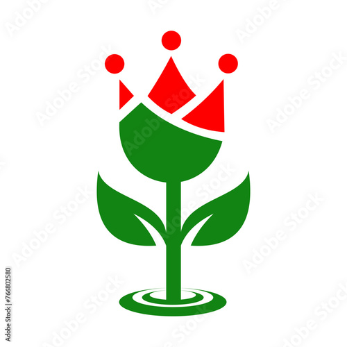 simple rose flower queen logo...