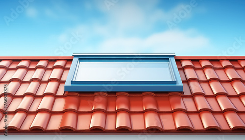 A red roof with a window on the top