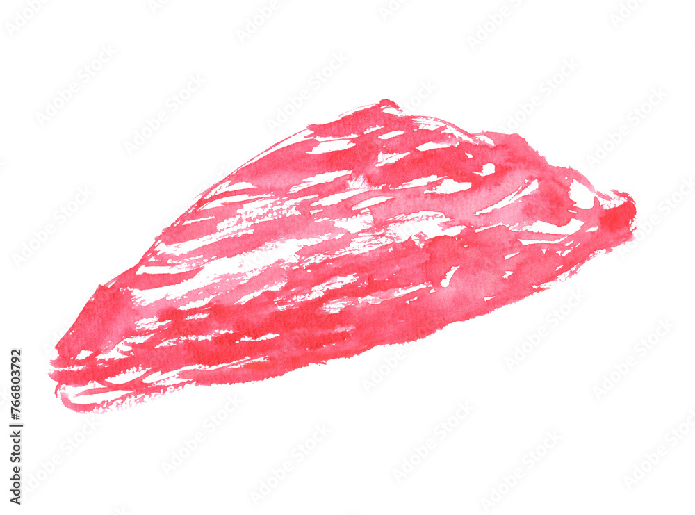Fototapeta premium 水彩で描いた牛肉 小三角のイラスト